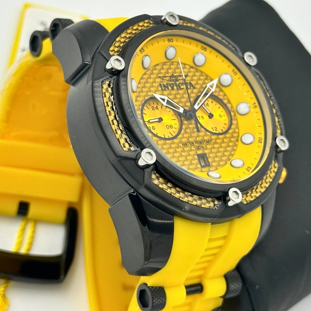 Invicta Men's Watch Bolt Yellow Dial Yellow Silicone Strap Date PREMIUM Classics